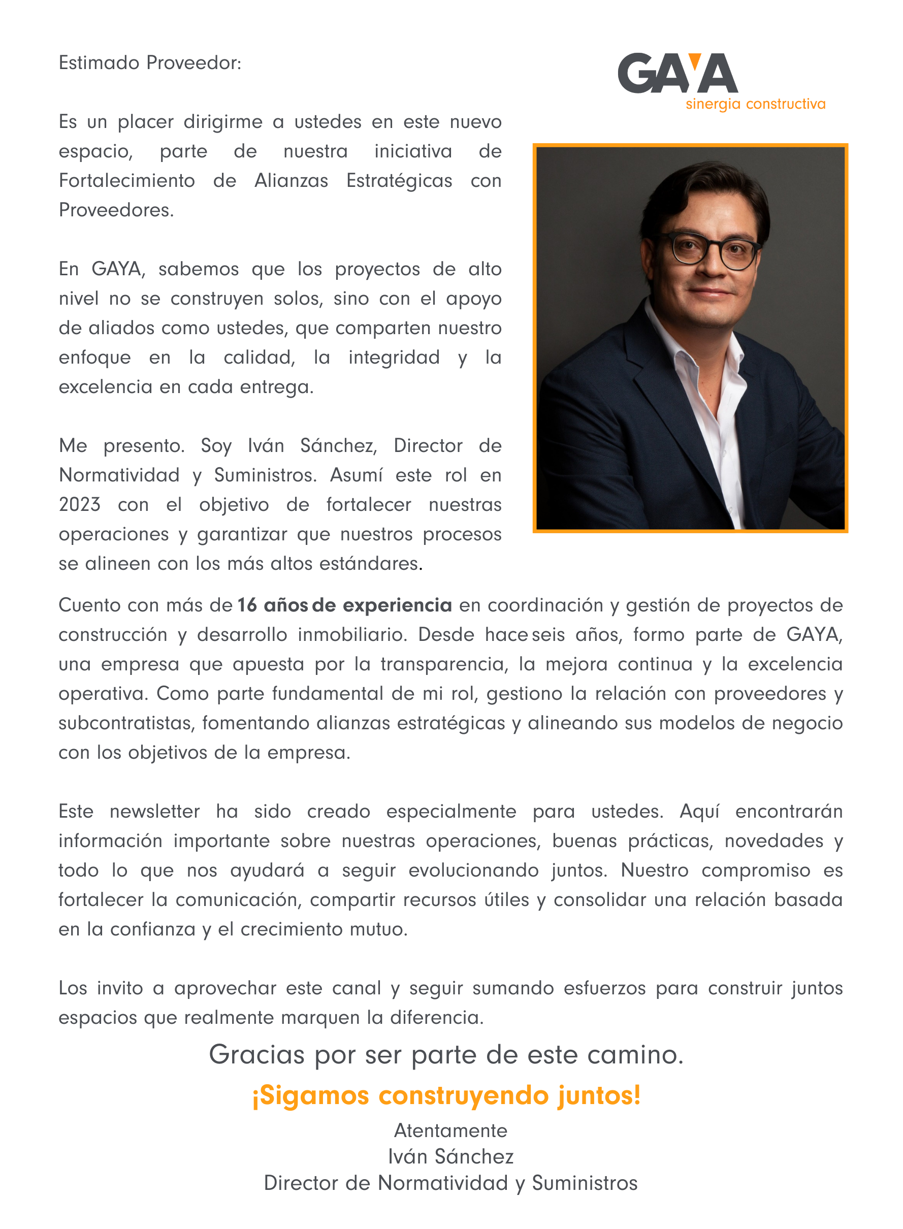 GAYA_CARTA IVÁN SÁNCHEZ NEWS PROVEEDORES